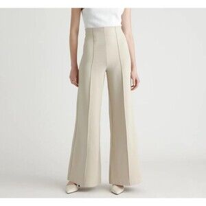 Quince Ultra Stretch Ponte Super Wide Leg Pants in Ecru 30 Inseam - Medium
